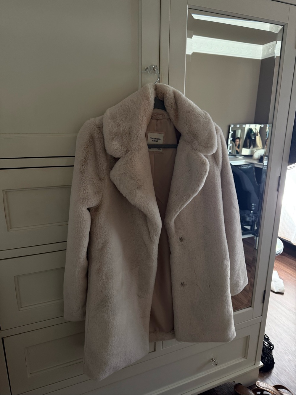 Abercrombie Faux Fur Coat in Light Beige